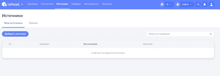 Вкладка «Источники» 