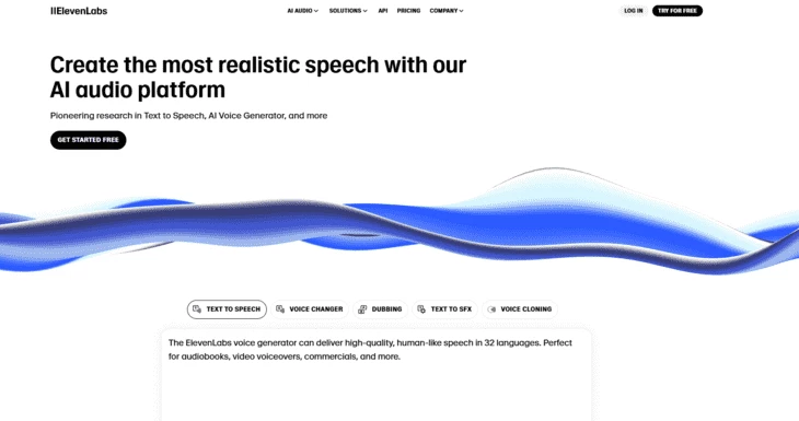 Главная страница ElevenLabs 