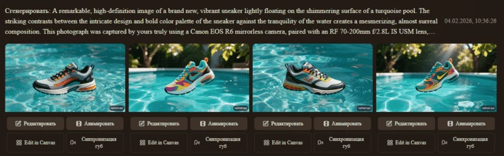 Пример бесплатной генерации в Raphael на основе популярного промпта для Midjourney