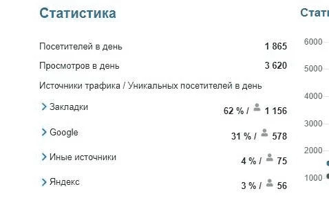 Статистика продаваемого сайта с высоким значением type-in-трафика