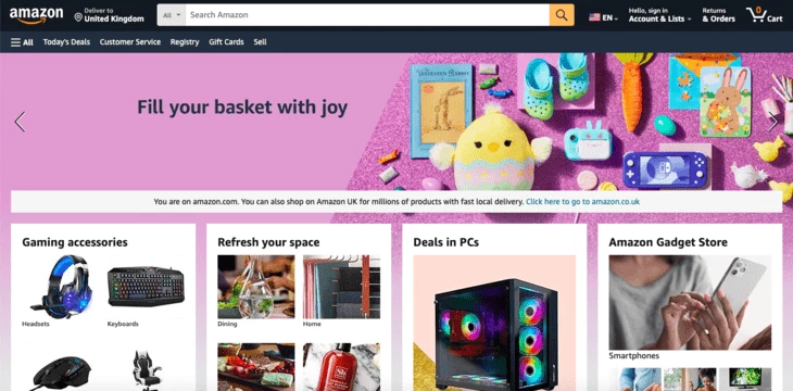 Amazon marketplace home page