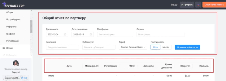«Общий отчет по партнеру» 