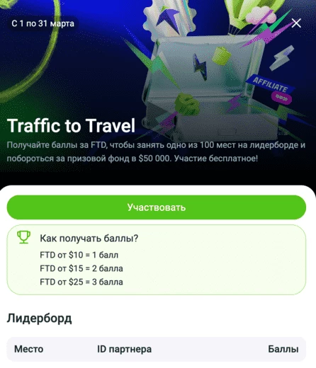 Вот так выглядит лидерборд акции