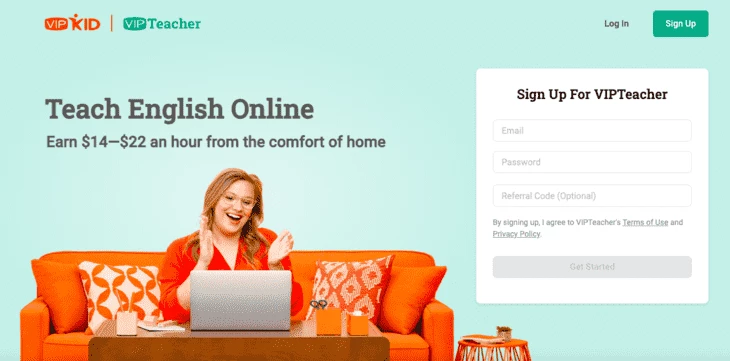 VIPKid homepage for teachers