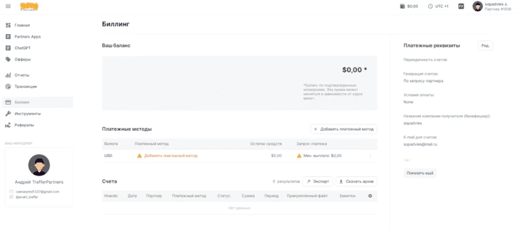 Раздел «Биллинг» 