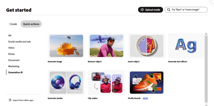 Раздел «Generate image» для быстрого старта