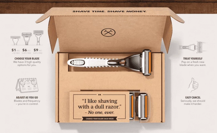 Monthly subscription box from Dollar Shave Club