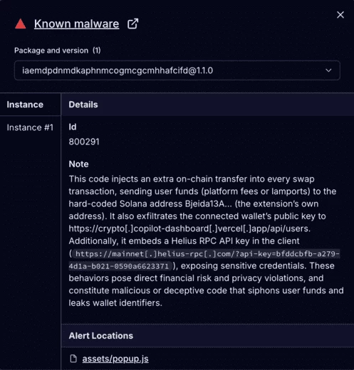 Анализ вредоносного расширения Crypto Copilot с помощью Socket AI Scanner 