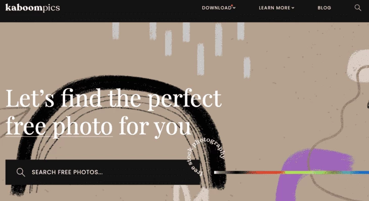 Kaboompics home page