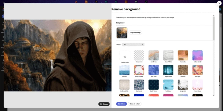 Пример работы инструмента Remove background