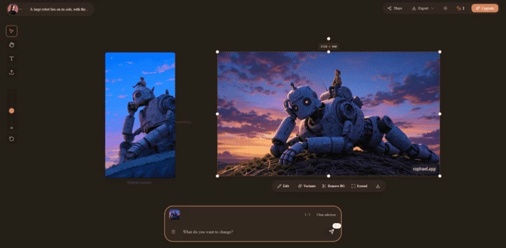 Пример работы в «Канвасе» в Raphael.app