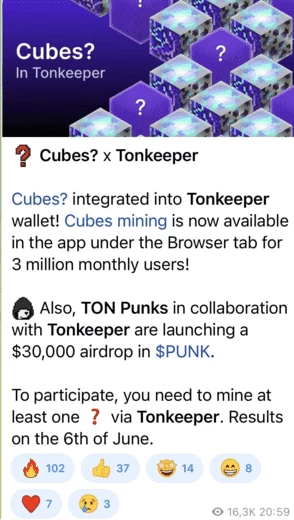 Объявление о раздаче $30 000 в монетах $PUNK