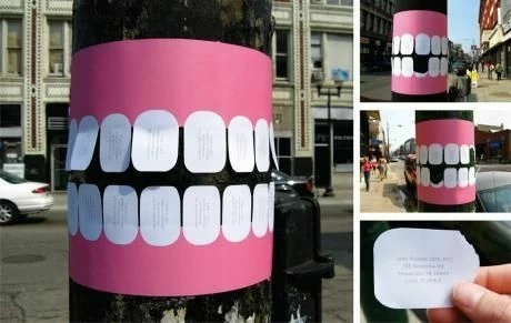 Example of a cheap local dentist guerilla marketing ad