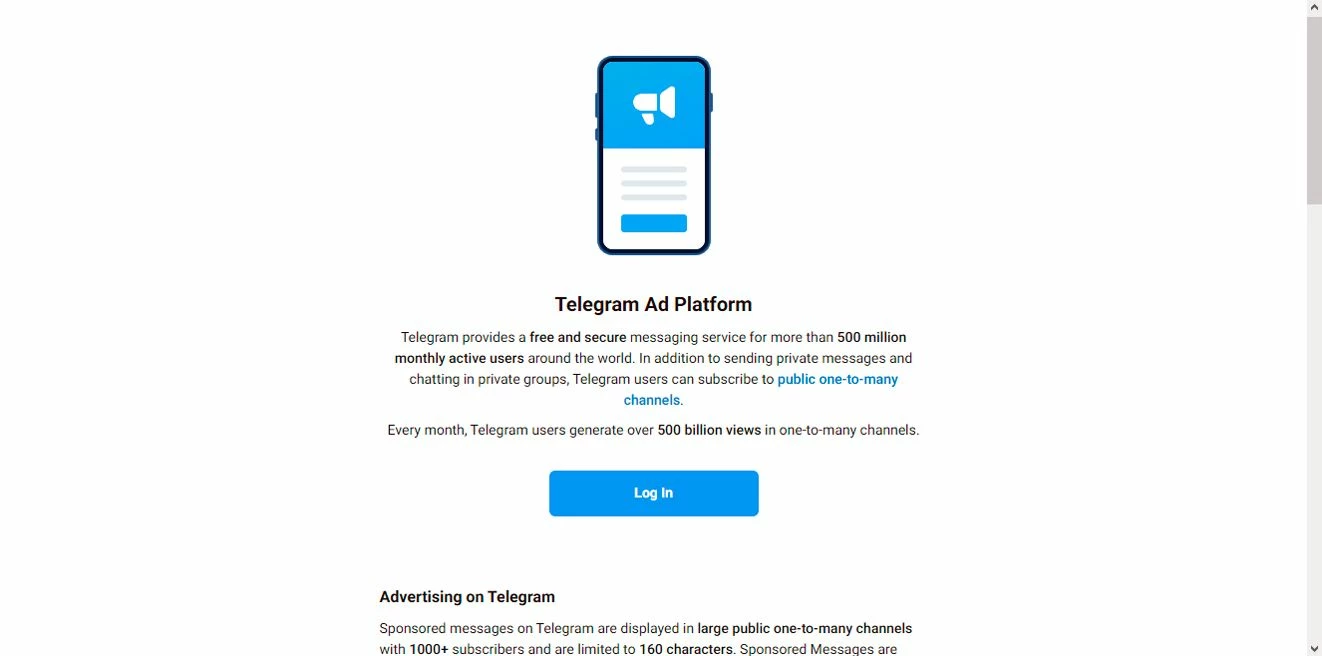 Регистрация в telegram ads