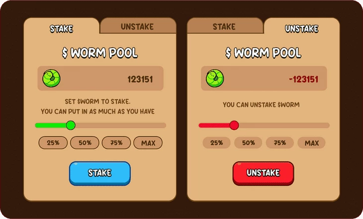 Принцип работы стейкинга $WORM в игре Egg Drop