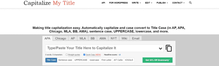 Главная страница Capitalize My Title