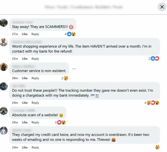 Пример негативных комментов