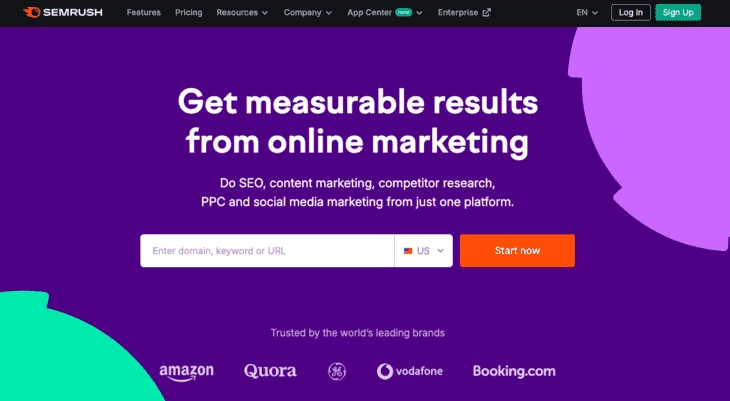 SEMrush homepage