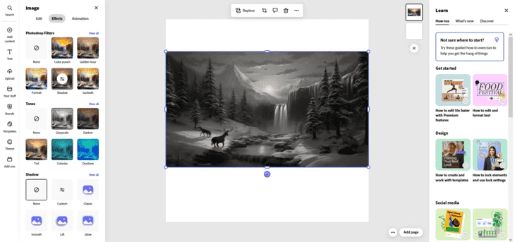 Пример генерации и кастомизации изображения в Adobe Express