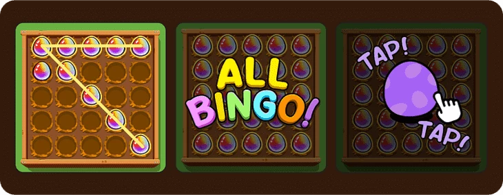 Принцип работы раздела Bingo в игре Egg Drop