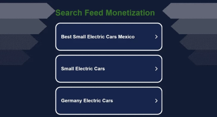 Example of a page with a search feed