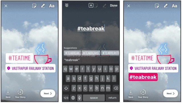Using hashtags in Instagram stories