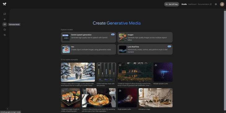 Вкладка «Generate Media»