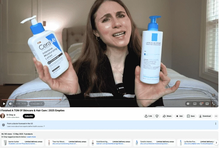 Empties video review with tagged products