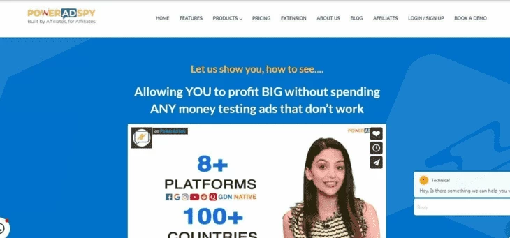 PowerAdSpy main page 