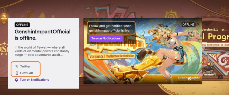 GenshinImpactOfficial’s social media links and CTA