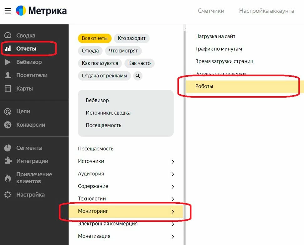 Мониторинг роботов в Яндекс.Метрика