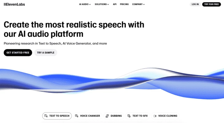 Стартовая страница ElevenLabs