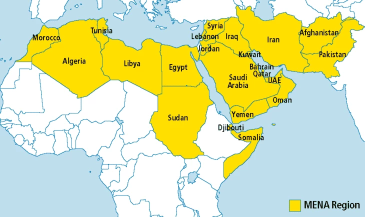Регионы MENA на карте