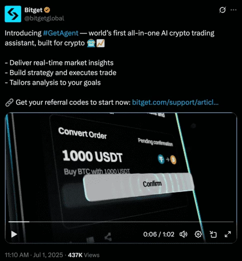 Bitget анонсирует запуск GetAgent в сети Х 