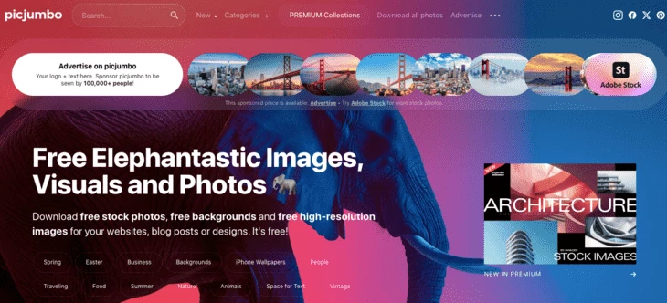PicJumbo home page