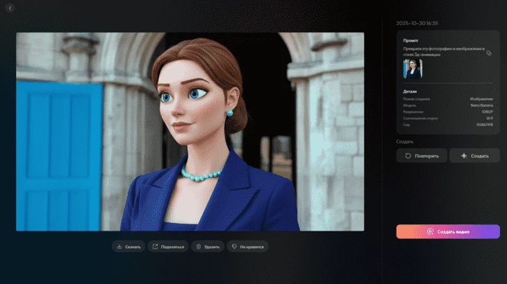 Пример изменения фотографии в PixVerse