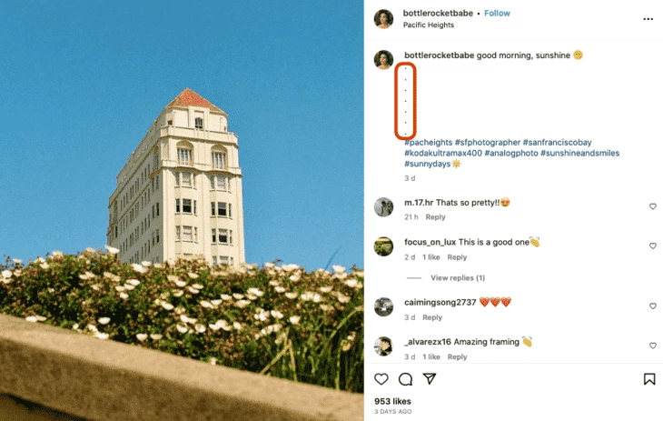 Separating hashtags with dots