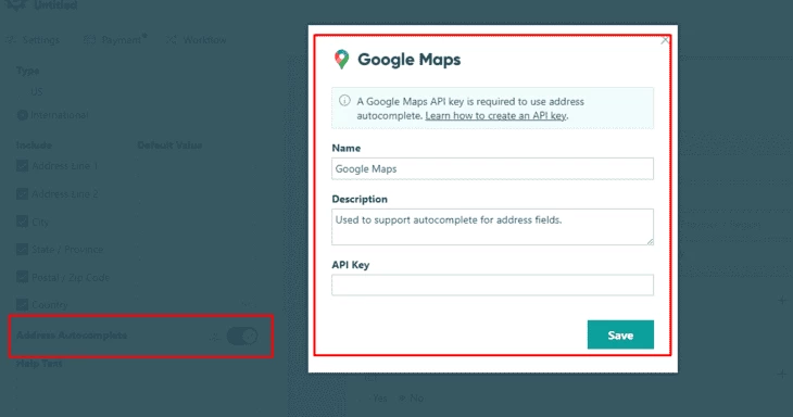 Подключение базы Google Maps к форме