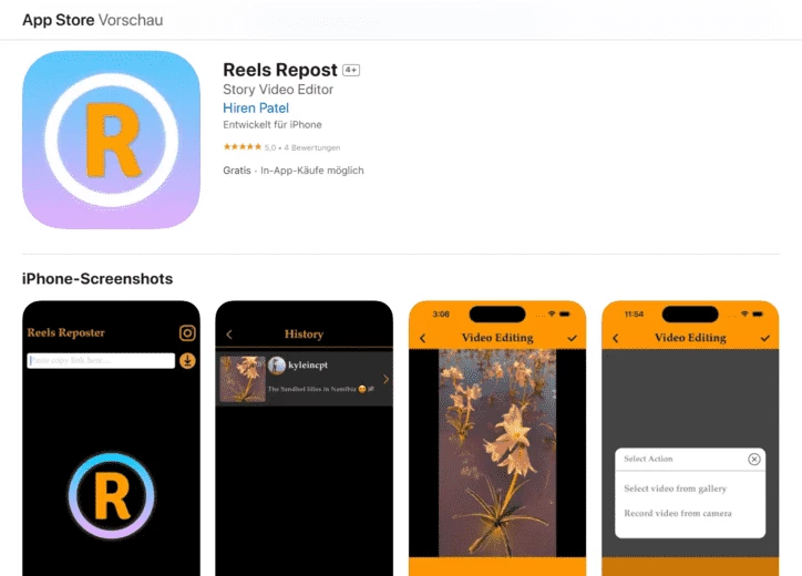 Приложение Reels Downloader & Editor позволяет не только скачать рилс из Инстаграм, но и отредактировать его сразу