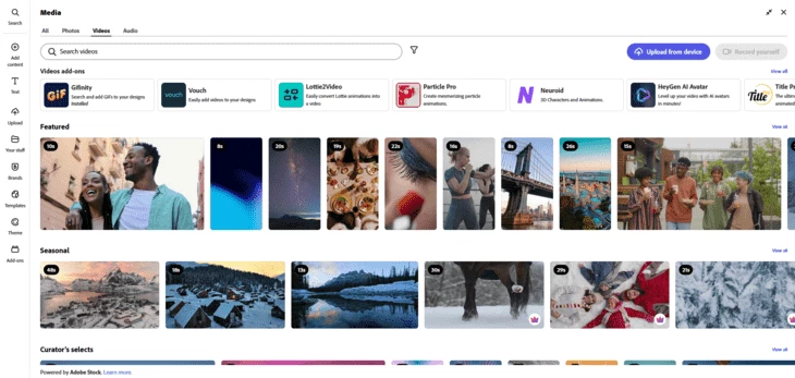 Пример видеороликов в Adobe Express