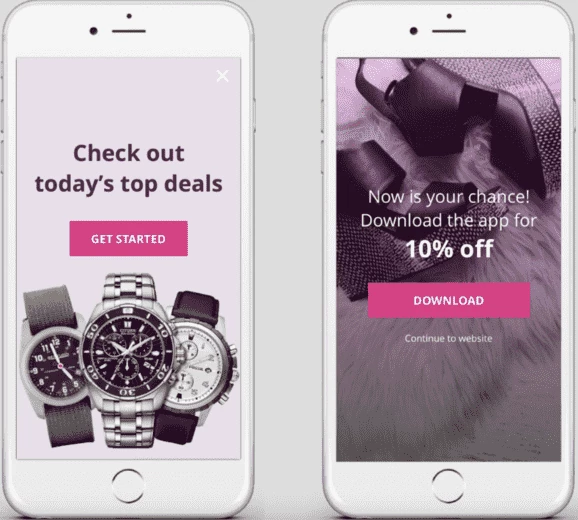 Example of in-app interstitial ads