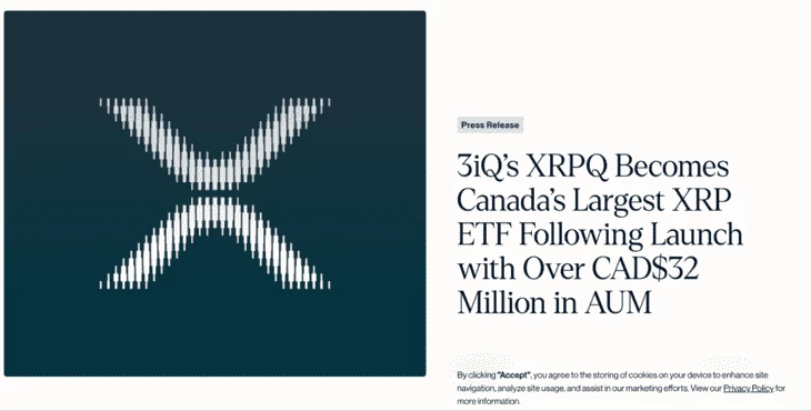 Фонд 3iQ XRP ETF, запущенный в Канаде