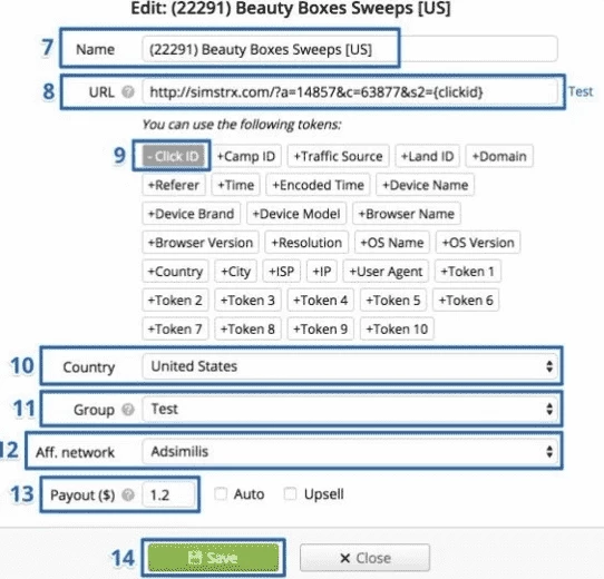 Offer settings in the tracker 