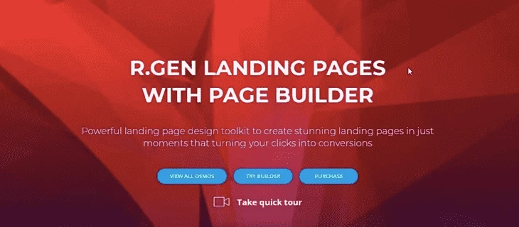 Landing page design example in bright colours