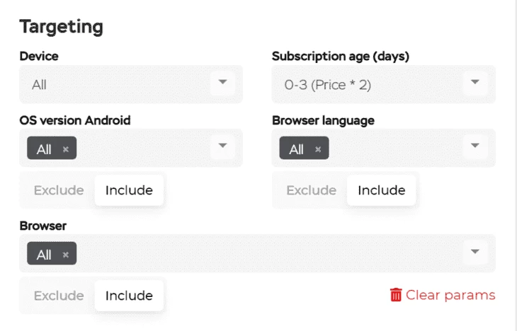 Target audience parameters