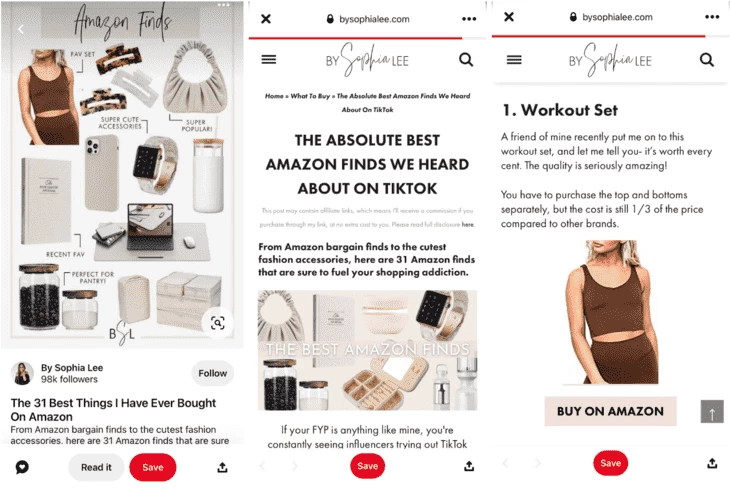 Example of a Pinterest collage leading to an affiliate blog post