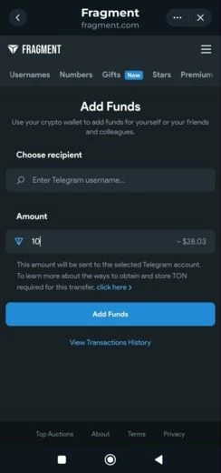 Пополнение крипты через Fragment