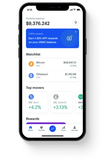 Интерфейс криптокошелька Coinbase