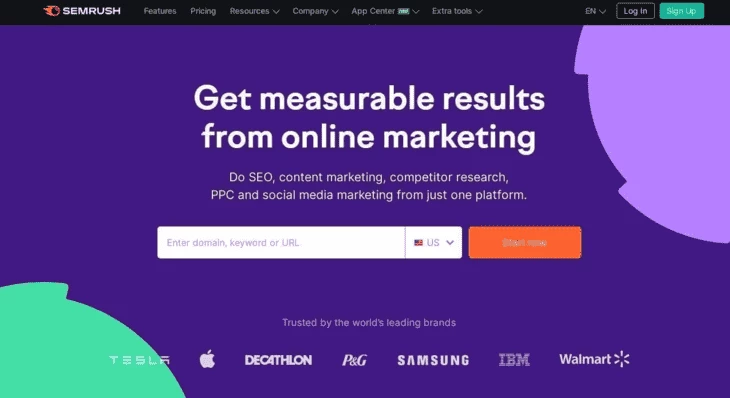 SEMrush main page