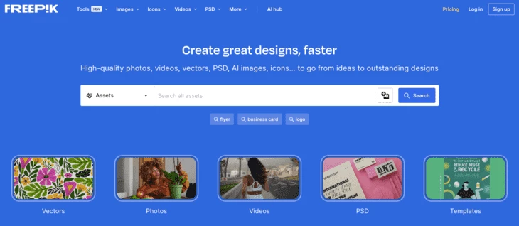 FreePik home page
